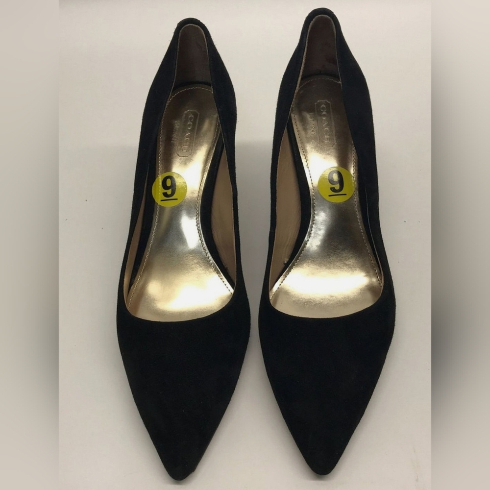 Coach Designer Zoee Suede Black ANIMAL Print Pump Heels Size 9B - Picture 3 of 9